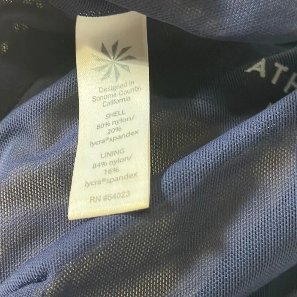 Athleta Navy Taza Kaimana Ruched Side Bikini Top size 36 B/C
